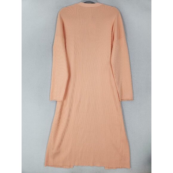 Endless Rose Sweater Womens Medium Coral Orange Long Ribbed Duster Cardigan NEW - Picture 11 of 12